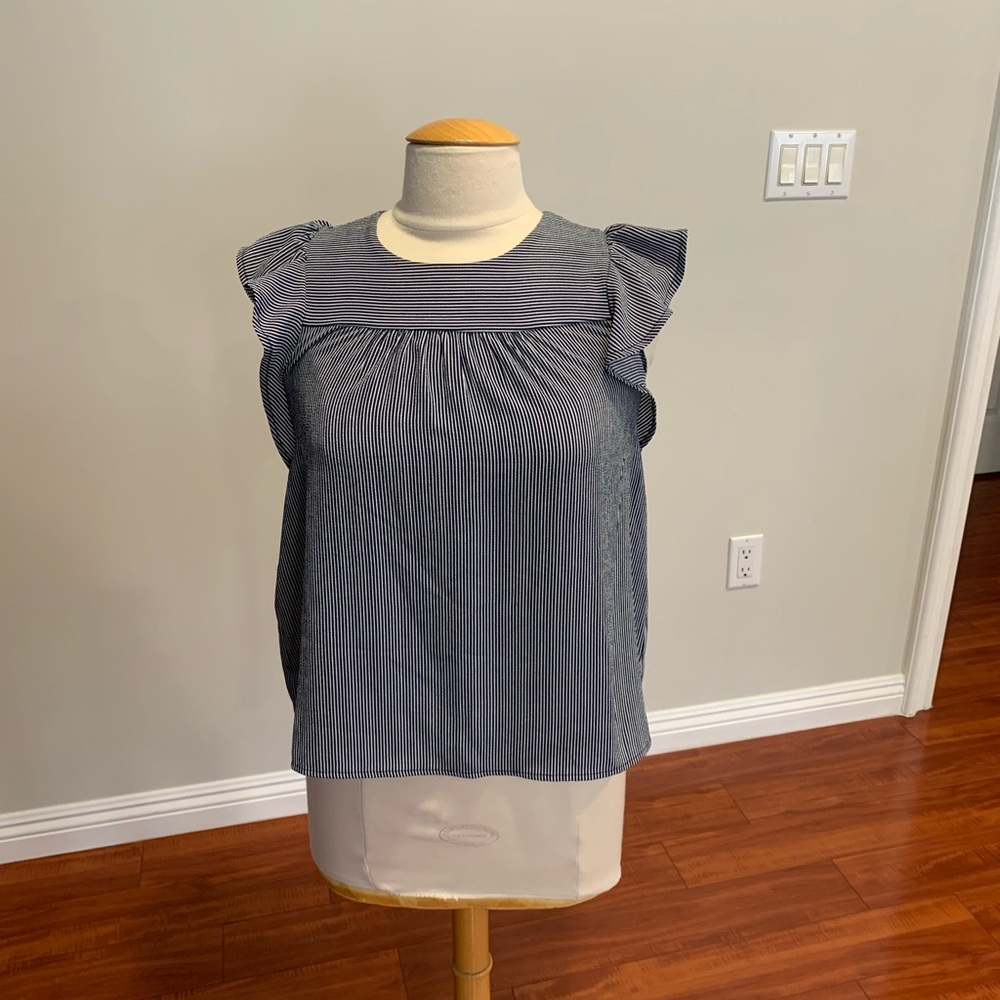 Blouse Striped Short Sleeve